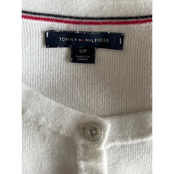 Women Tommy Hilfiger Boho Preppy White Cardigan Cotton Small - Picture 2 of 5